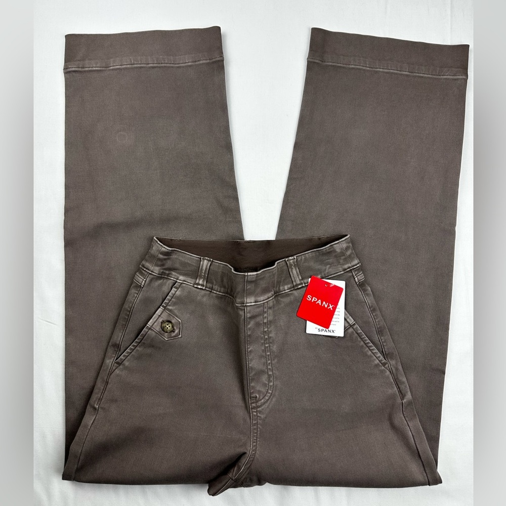 SPANX Stretch Twill Cropped Wide Leg‎ Pants in the color Smoke NEW size XS